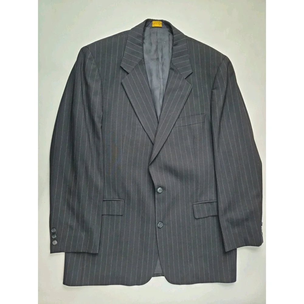 Brooks Brothers Mens Sport Coat 41L Midnight Blue Pinstripe Wool 2 Button Blazer